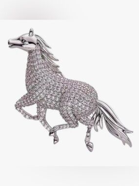 Crystal Steel Horse Brooch Pin With Rhinestones NEW Accessories Jewelry